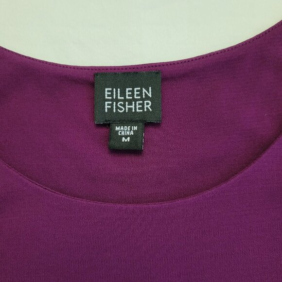 EILEEN FISHER 100% Silk Purple Scoop Neck Lined Tank Top Size M - Picture 2 of 9